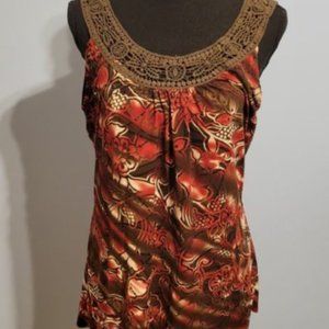 Agenda Brown & Red Tank Top Size Large